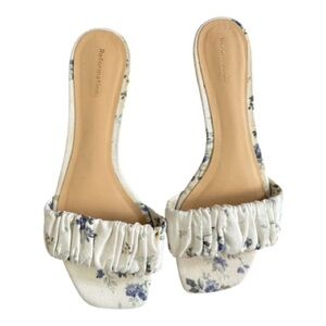 Reformation Marcella Ruched Flat Slides.